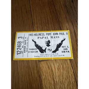 Vintage Pope‎ John Paul II Papal Mass Yankee Stadium Ticket 1979 Main Level Box